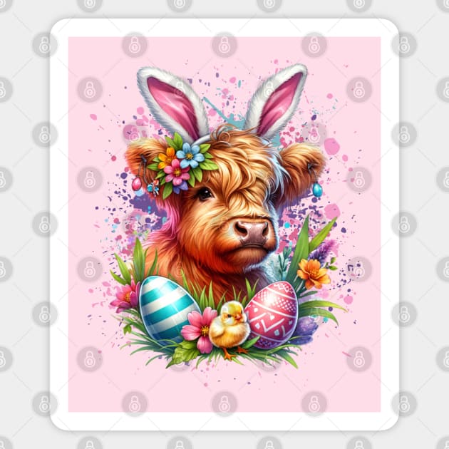 Easter Highland Cow Magnet by HolidayBug